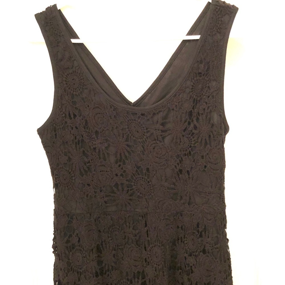 2/$30 Altar’d State - Black Sleeveless Mini Crochet Dress Size Small - Picture 3 of 6